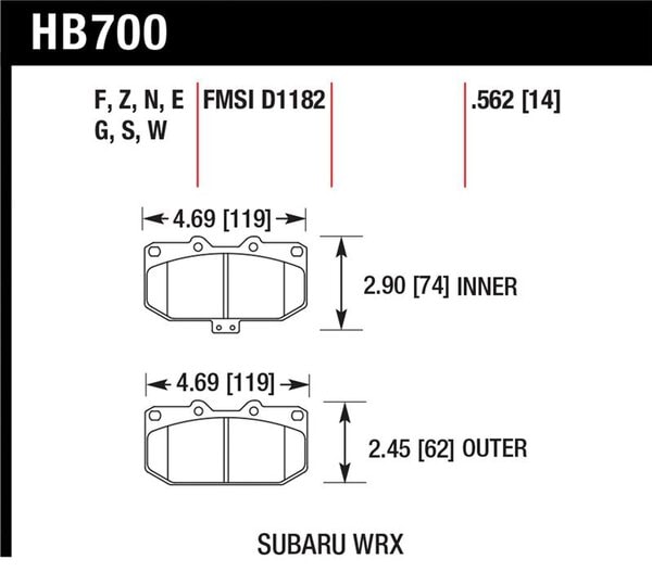 HB700Z.562: HAWK Ceramic Brake Pad Sets