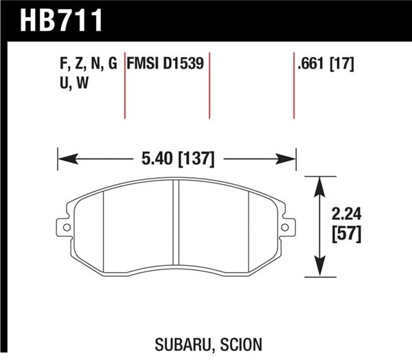 HB711G.661: HAWK DTC-60 Brake Pad Sets