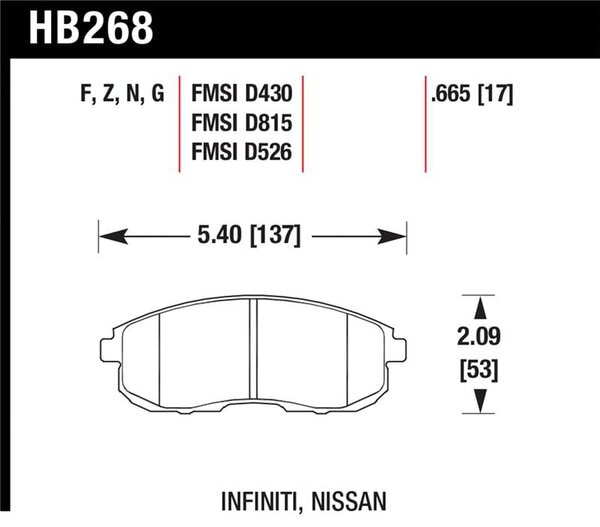 HB268F.665: HAWK HPS Brake Pad Sets