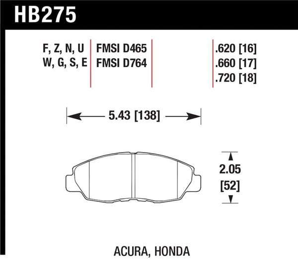 HB275B.620: HAWK HPS 5.0 Brake Pad Sets