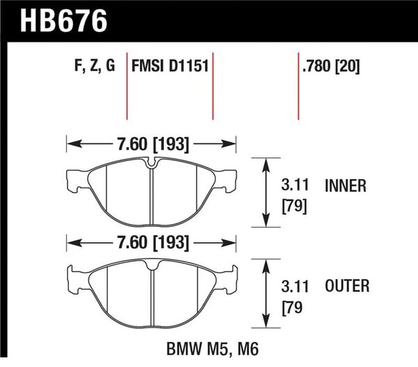 HB676F.780: HAWK HPS Brake Pad Sets