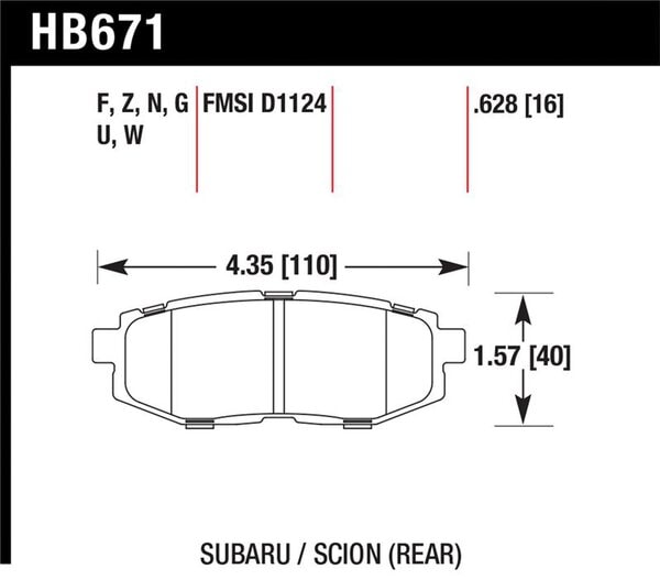 HB671F.628: HAWK HPS Brake Pad Sets