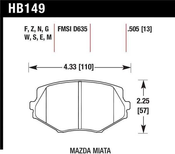 HB149N.505: HAWK HP+ Brake Pad Sets