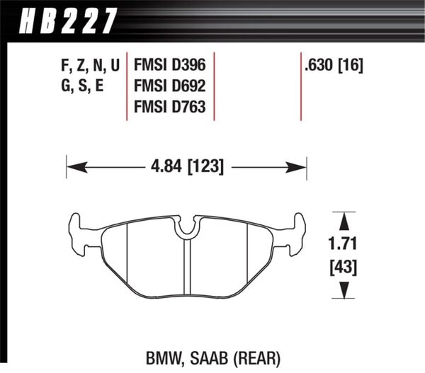 HB227B.630: HAWK HPS 5.0 Brake Pad Sets