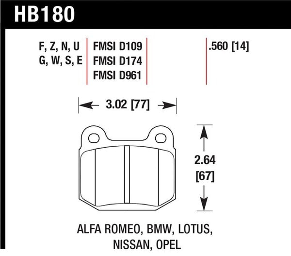 HB180E.560: HAWK Blue 9012 Brake Pad Sets