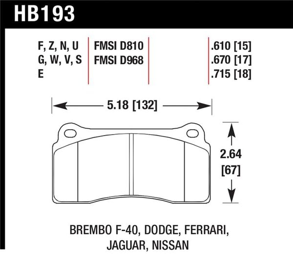 HB193F.670: HAWK HPS Brake Pad Sets