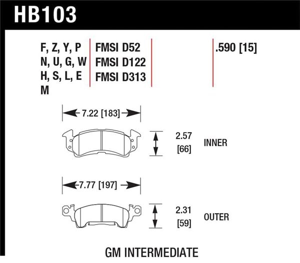 HB103B.590: HAWK HPS 5.0 Brake Pad Sets