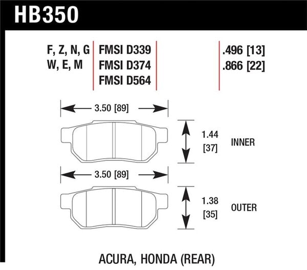 HB350Z.496: HAWK Ceramic Brake Pad Sets