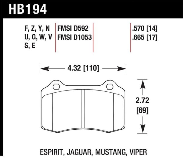 HB194F.665: HAWK HPS Brake Pad Sets