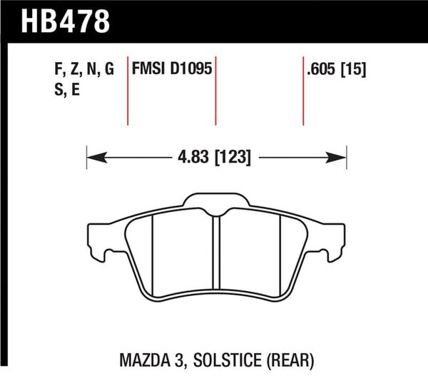 HB478B.605: HAWK HPS 5.0 Brake Pad Sets