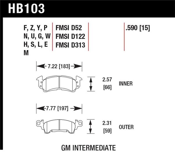 HB103Z.590: HAWK Ceramic Brake Pad Sets