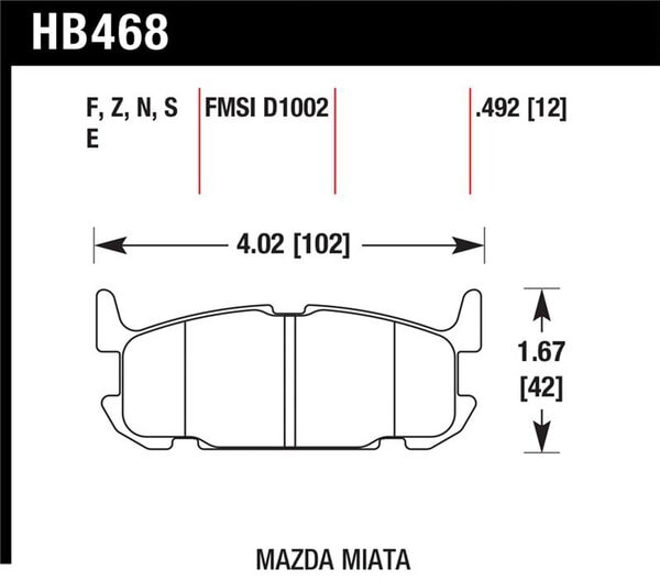 HB468F.492: HAWK HPS Brake Pad Sets