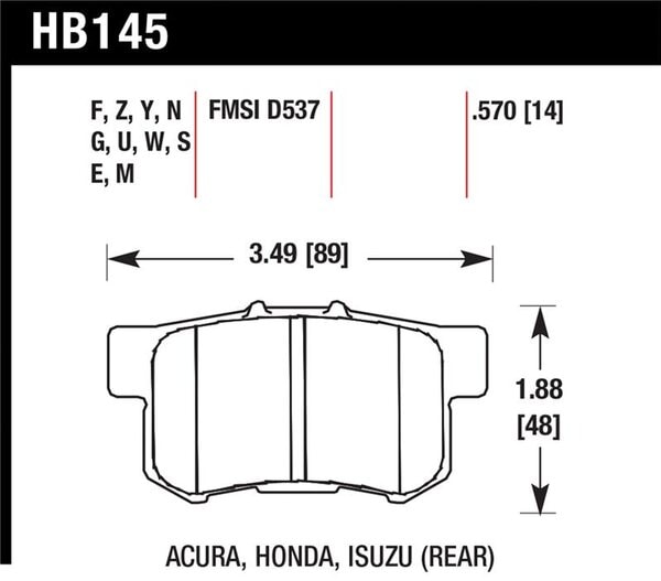 HB145B.570: HAWK HPS 5.0 Brake Pad Sets