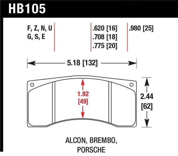hawkHB105G.620: HAWK DTC-60 Brake Pad Sets