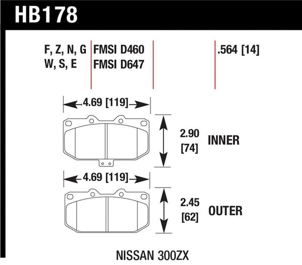 HB178B.564: HAWK HPS 5.0 Brake Pad Sets