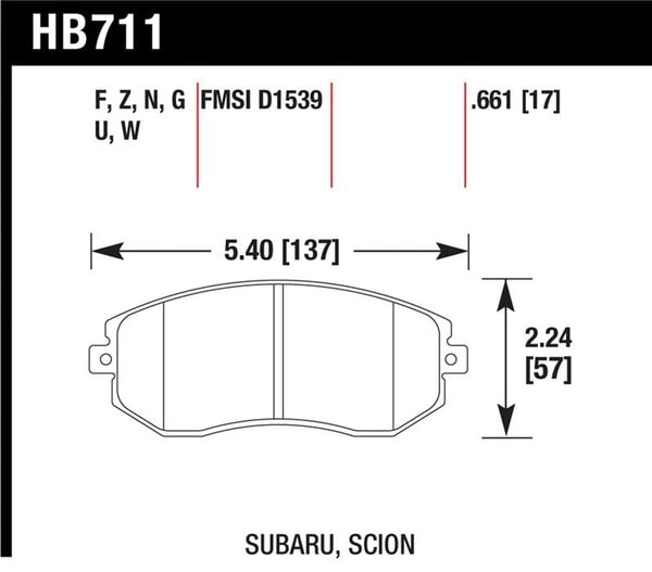 HB711U.661: HAWK DTC-70 Brake Pad Sets