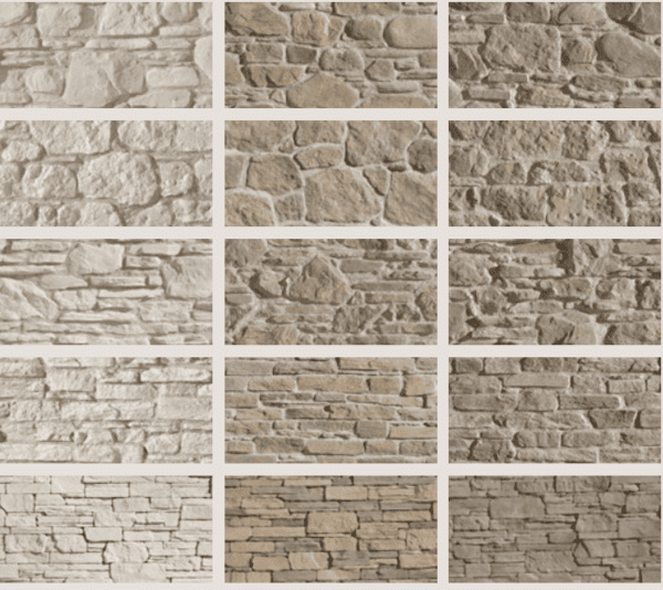Selección de modelos de revestimiento de piedra Ecopiedra disponibles en liquidación