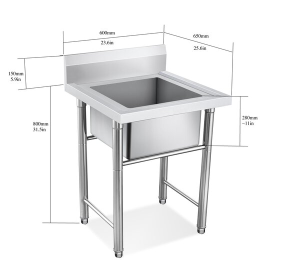 Quality Industries Economy Sink, Single, Stainless Steel, 600x650x800 - Image 4