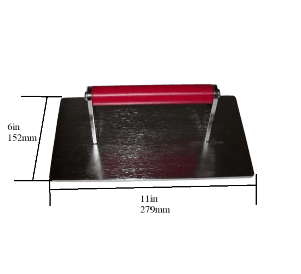 Steak Weight, Stainless Steel, Red Handle, ~5lbs, 11"x6" - Image 2