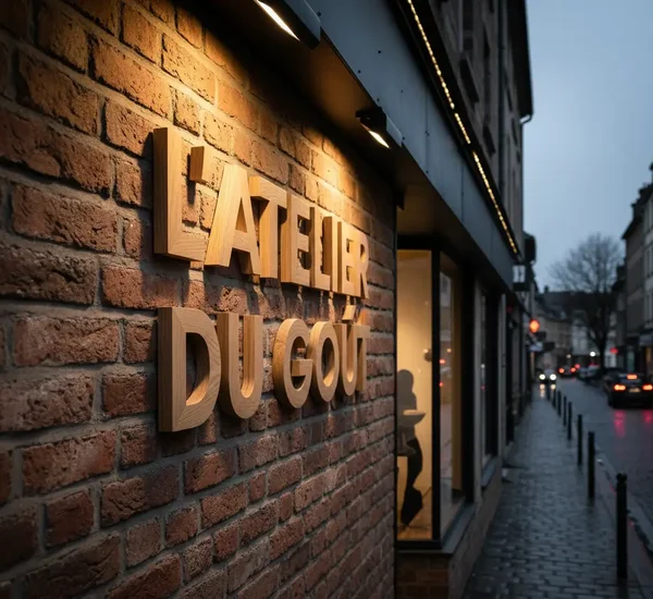 Lettres en bois sur mesure pour enseigne intérieure professionnelle