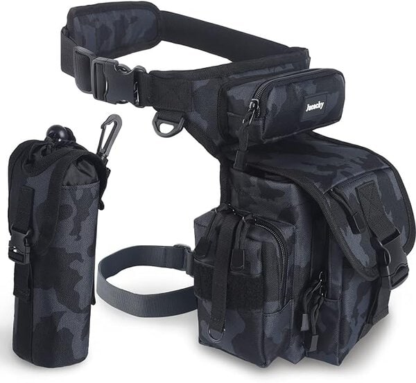 Black Metal Detecting Drop Leg Bag Image