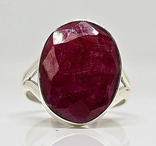 Sterling Silver (925) Rough Cut Ruby Ring