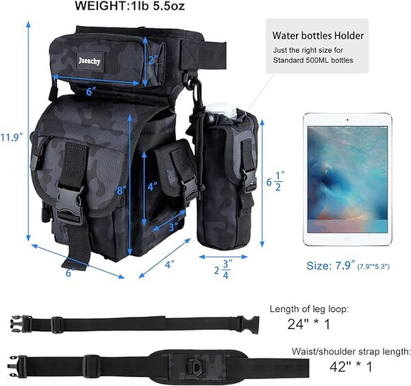 Black Metal Detecting Drop Leg Bag Image