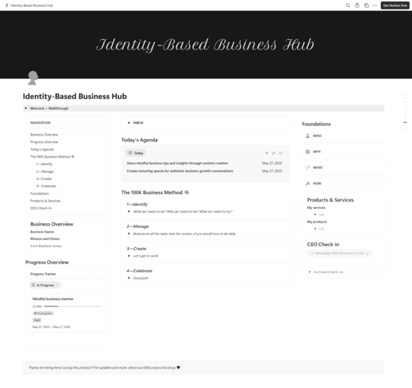 Identity-Based Business Hub - Notion Template