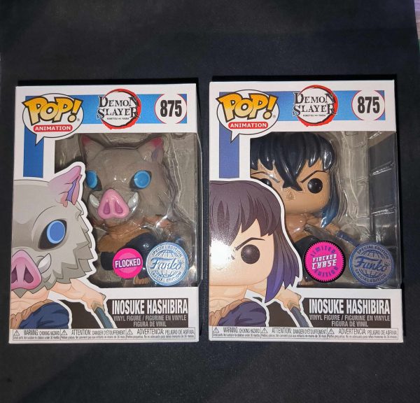 Lot 2 Figurines Funko Pop / Inosuke Hashibira N°875 / Demon Slayer / Flocked Funko Spécial édition (1 Chase + 1 Normal)
