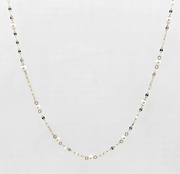 14k Fancy Pearl Station Necklace