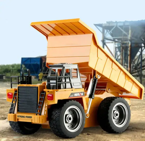 Remote-controlled dump truck in the Dig Zone construction sandbox