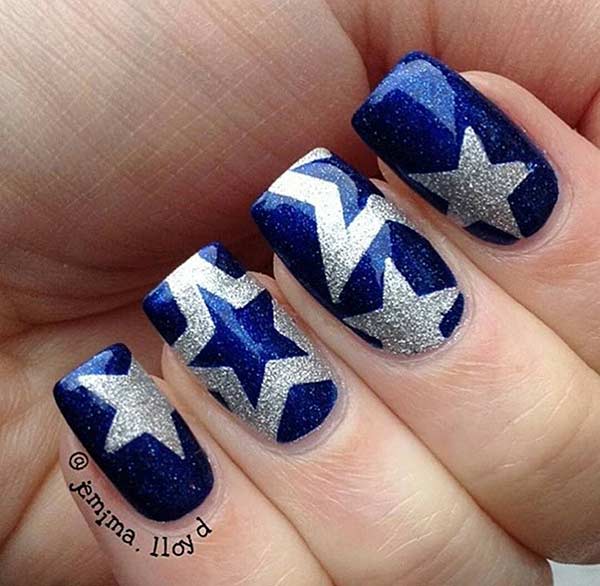 blue and silver nails