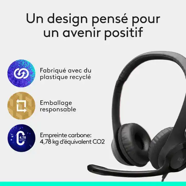 Casque USB Logitech H390 avec micro antibruit – Noir