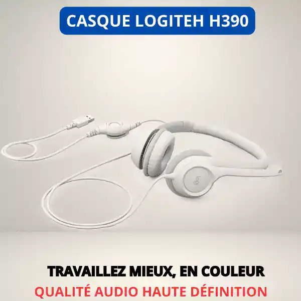 Casque USB Logitech H390 avec micro antibruit – Noir – Image 2