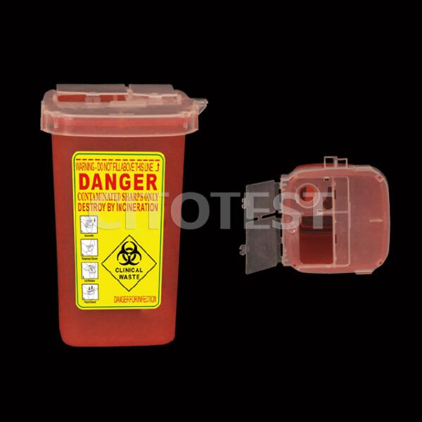 Contenedor rojo para desechos peligrosos