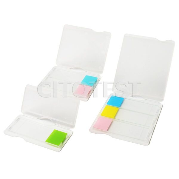 Caja de transporte para 2 laminillas estandar. color transparente caja 100 pzas.