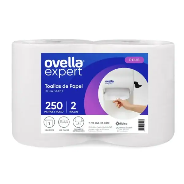 TOALLA DE PAPEL JUMBO PLUS OVELLA 2 x 250mt.