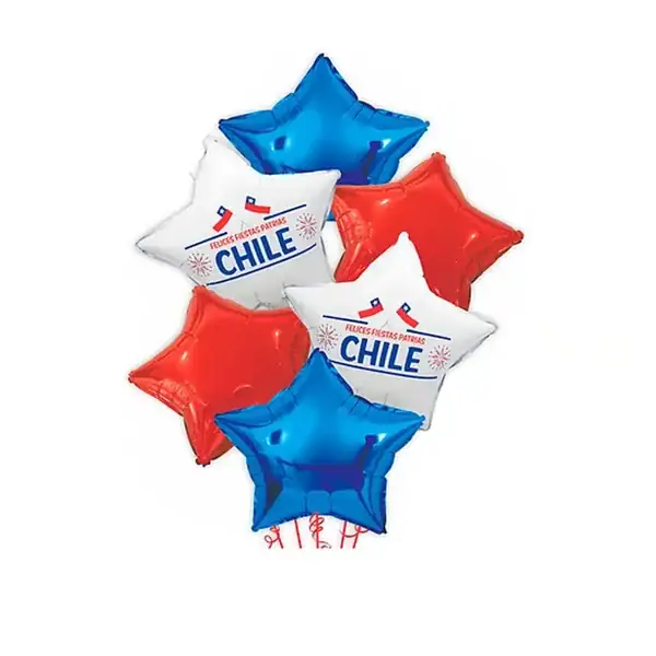 SET GLOBOS METÁLICOS CHILE 6 PIEZAS 18"