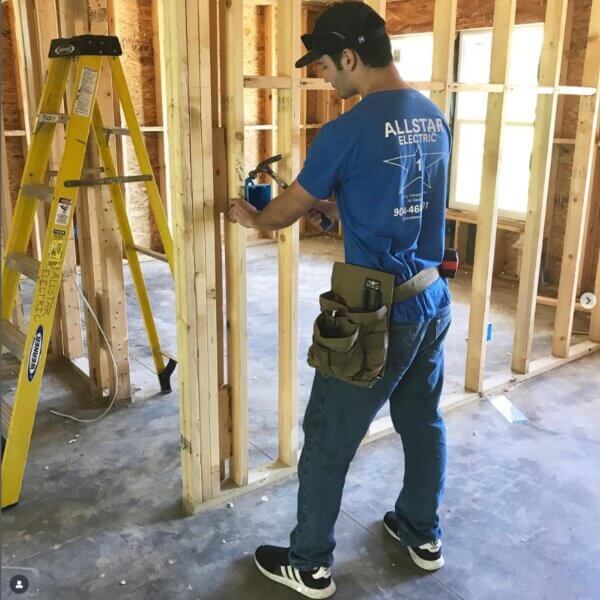 Allstar Electric, Todd Maure, in a custom home build for electrical wiring.