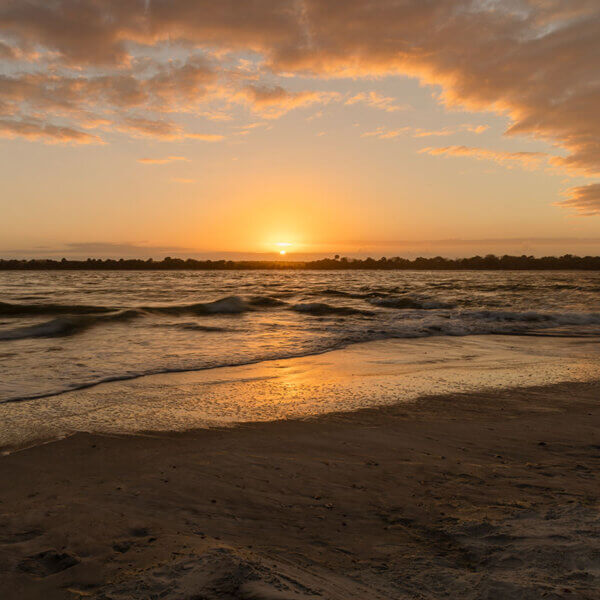 Summer Haven beach at Matanzas Inlet in St Augustine, FL at sunset