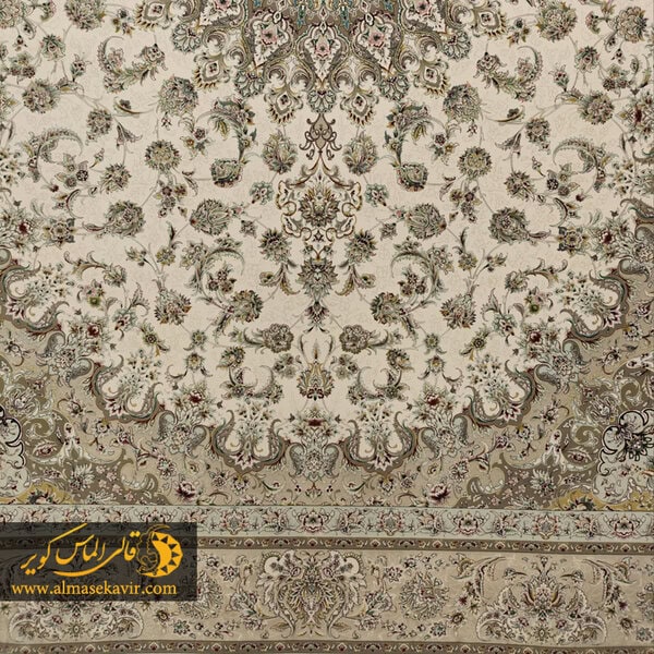 فرش ماشینی طرح دستبافت پری بژ کد 15054 - تصویر 2