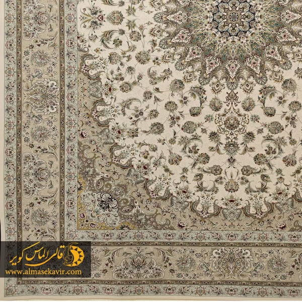 فرش ماشینی طرح دستبافت پری بژ کد 15054 - تصویر 3