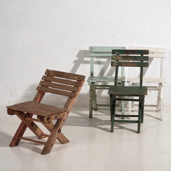 Antique children’s folding chairs (c.1920). Set of 4 pieces #3