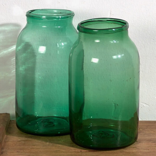 Antique green vases (c.1920). Set of 2 pieces #53