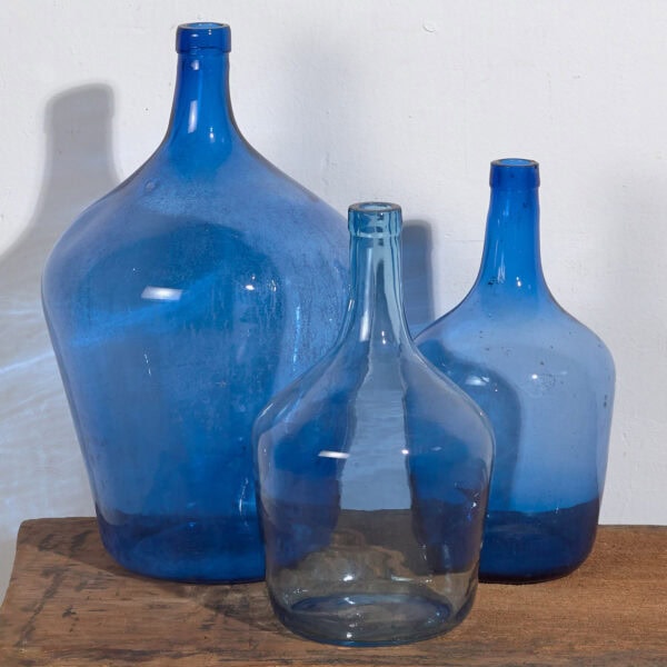 Antique blown glass demijohns (c.1920). Set of three pieces #66