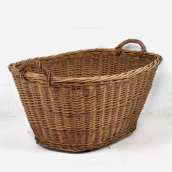 Rustic antique wicker basket with handles (c.1930) #4