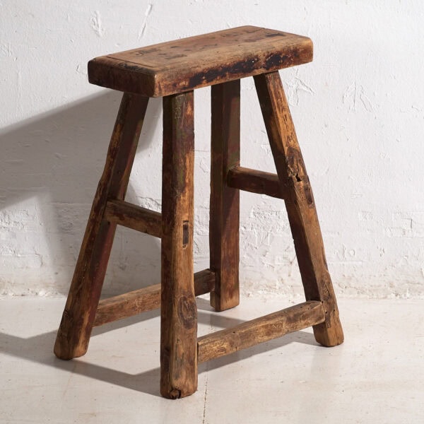 Ancien tabouret rectangulaire (c.1920) #3