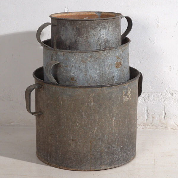 Antique metal buckets (c.1920). Set of three pieces #2