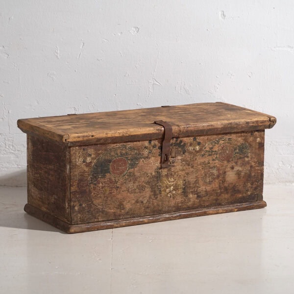 Ancien coffre peint à motifs floraux (c.1900) #72