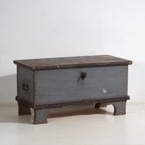 Ancienne malle en bois avec verrouillage d’origine (c.1900) #16